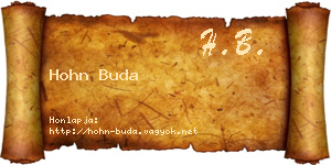 Hohn Buda névjegykártya